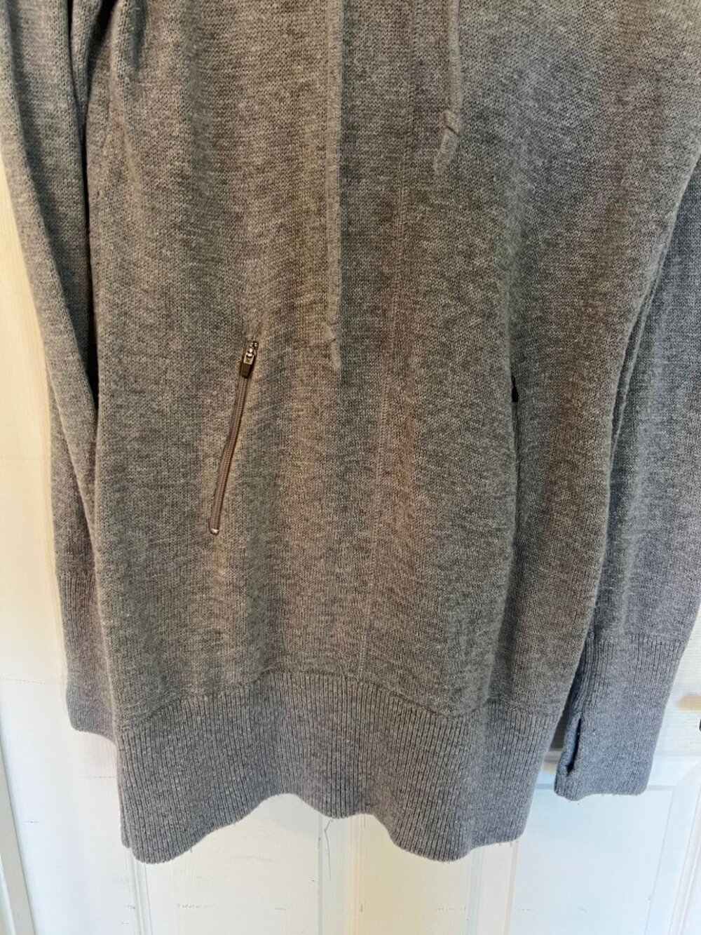 Dakini Sweater Dress Tunic Grey Knit Wool Blend Cowl Neck Zip Pockets Medium - Picture 3 of 8